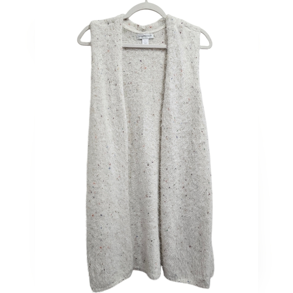 Christopher & Banks  Gold Flecked And Speckled Hooded Longline Vest Size XL